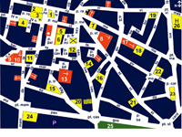 mappa visuo-tattile del quartiere di S. Stefano a Bologna - contrasto blu